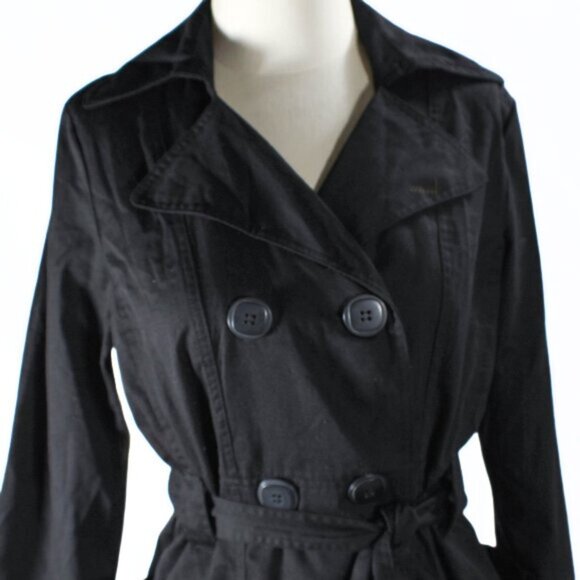 Vintage Y2K Paris Blues Black Lightweight Trench Jacket Juniors L Women’s S or M - Picture 4 of 10